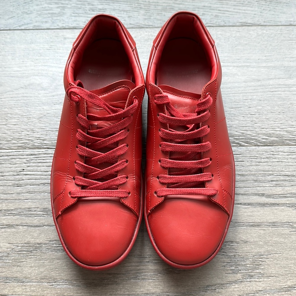 Saint Laurent Men’s Red Leather Sneakers